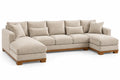 Divano angolare, composizione a U con due penisole, beige